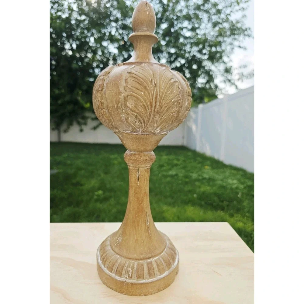 Wooden Finial Decorative Accent Distressed Table Accent Home Decor 14
